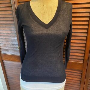 Vince Navy V-Neck Cotton Sweater